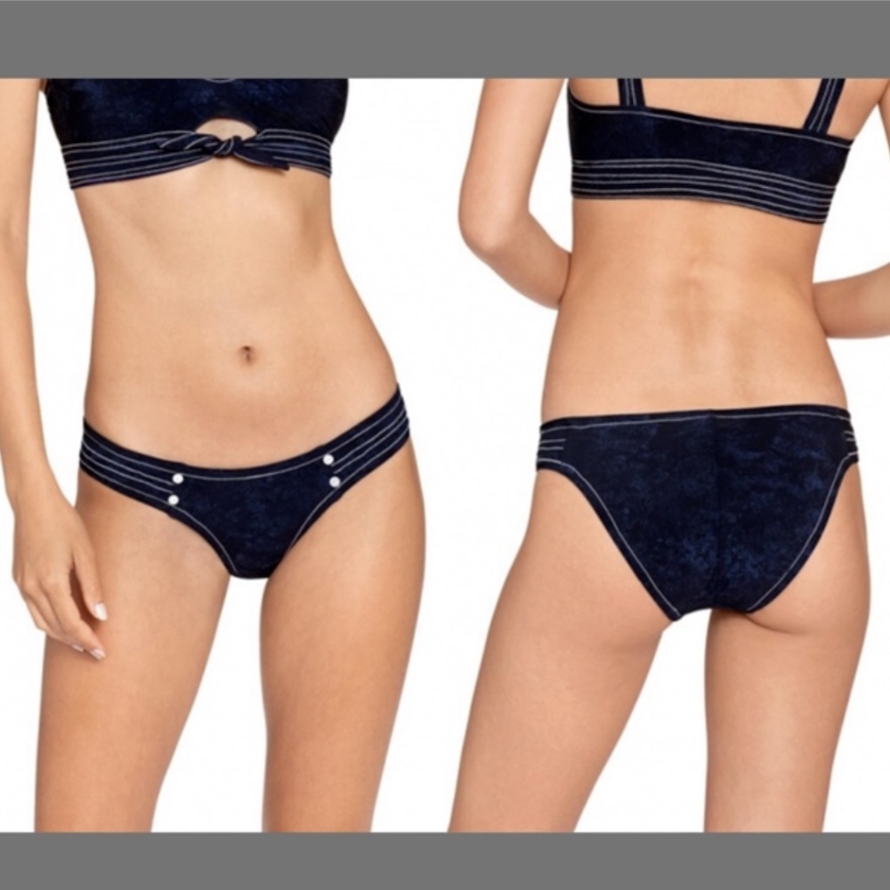 NWT Robin Piccone [ Medium ]‎ Valeria Side Tab Bikini Bottom in Indigo Blue